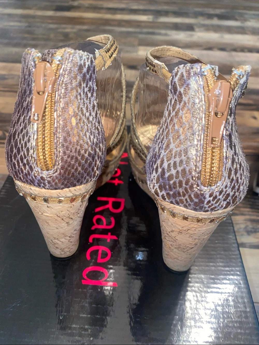 Not Rated Metallic Gold Strappy High Heel Sandals